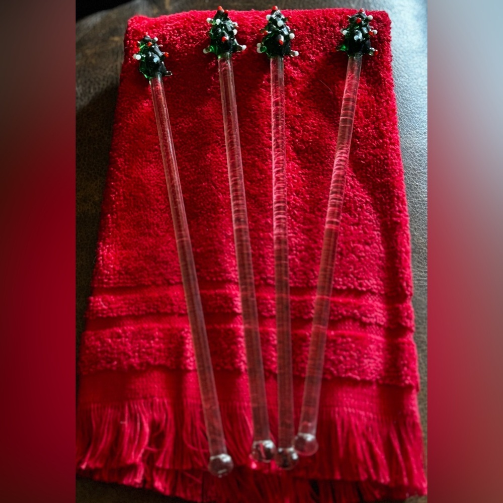 Vintage Christmas Hand Blown Stirrers
